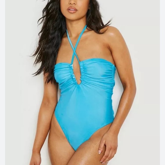 J.CREW ONE PIECE BLUE COLOR SWIMSUIT KEYHOLE WOMEN TUMMY CONTROL PLUS SIZE 2X - Picture 5 of 8